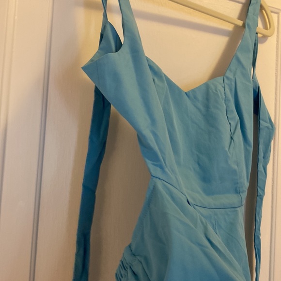 Bow Tie Open Back Blue Summer Romper - Picture 7 of 10